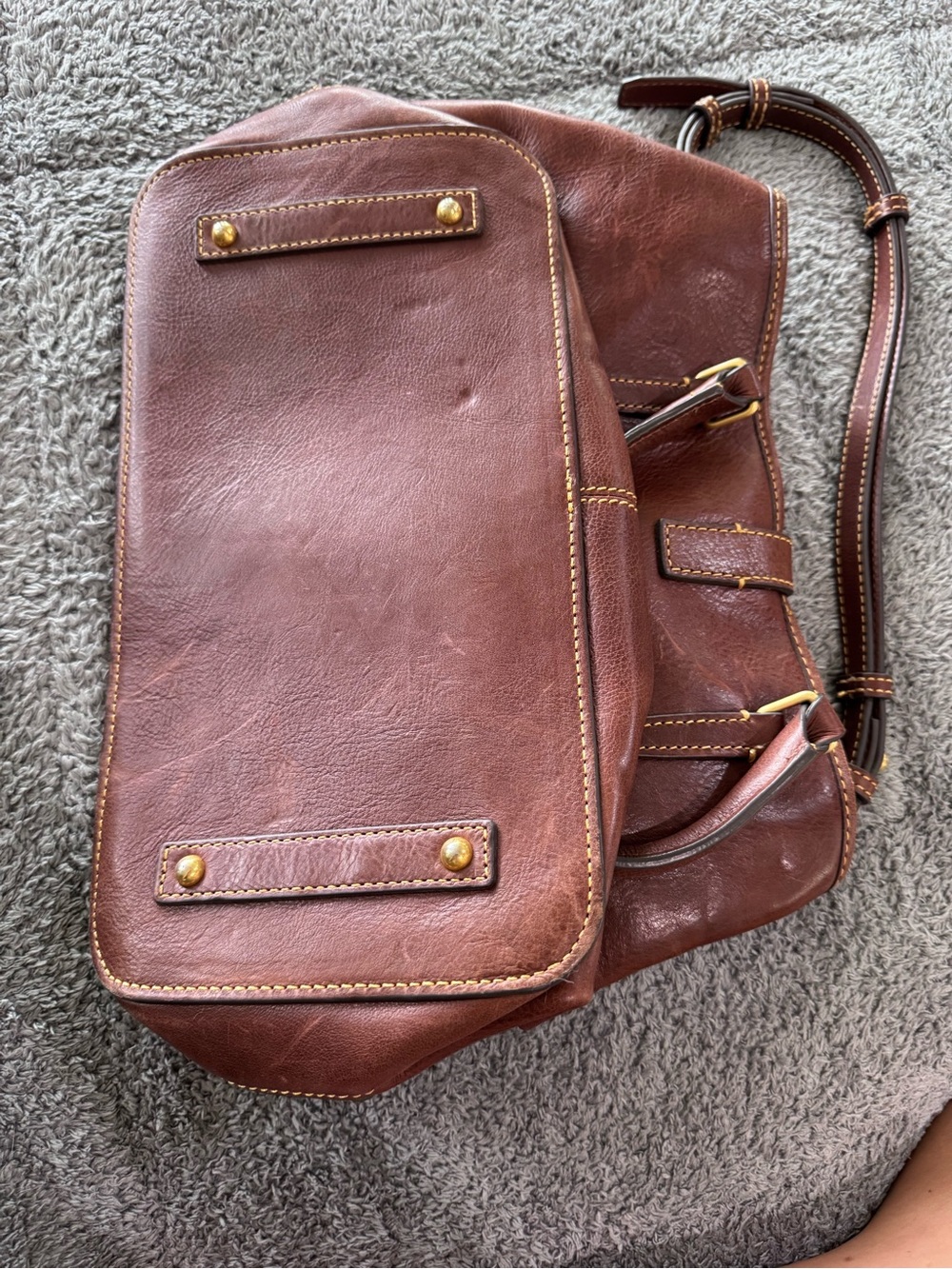 Dooney & Bourke Florentine Leather Satchel with Gold Hardware - Picture 2 of 3